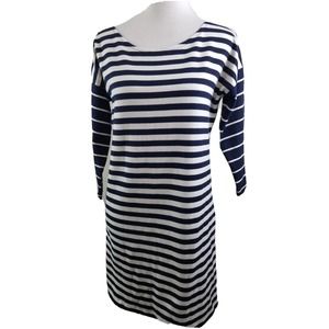 J. Crew‎ Nautical Stripe Long Sleeve Jersey Casual Dress XS Blue Boat Neck